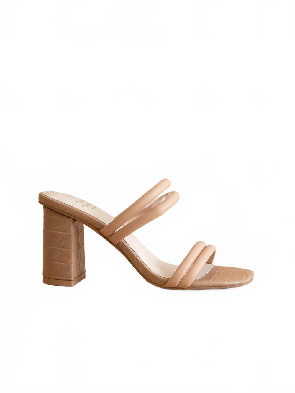 NEW OASIS SOCIETY women's angela strappy aligator block heel in nude